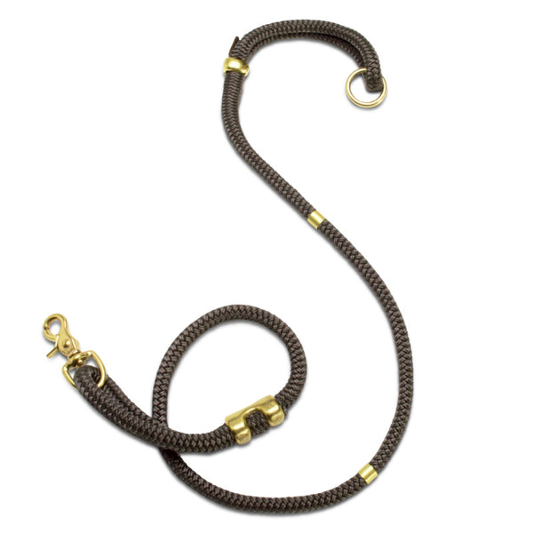 handcrafted grey nylon rope & brass modern dog leash | Sweet Beest