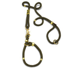 modern olive green nylon rope & brass dog collar & leash set | Sweet Beest