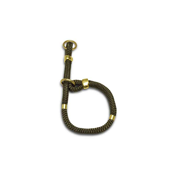 modern olive green rope & brass slip dog collar | Sweet Beest