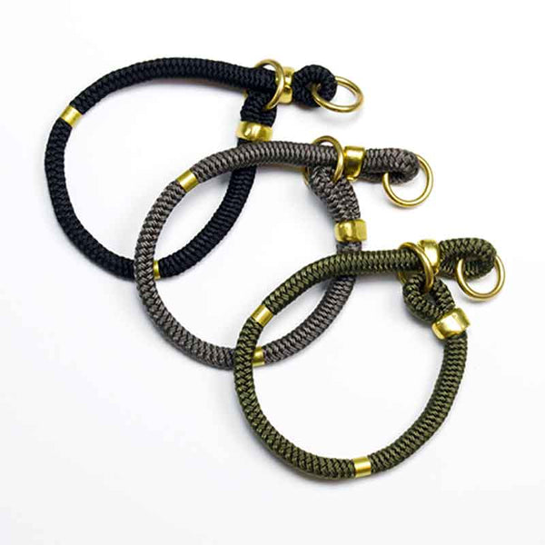 nylon rope & brass slip dog collar | Sweet Beest